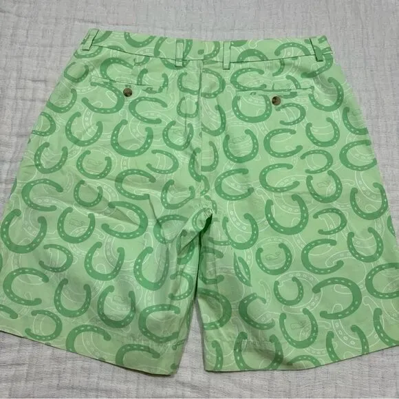 Vineyard Vines Kentucky Derby Breaker Shorts Green Lucky Horseshoe Men's Size 35 - Picture 7 of 9